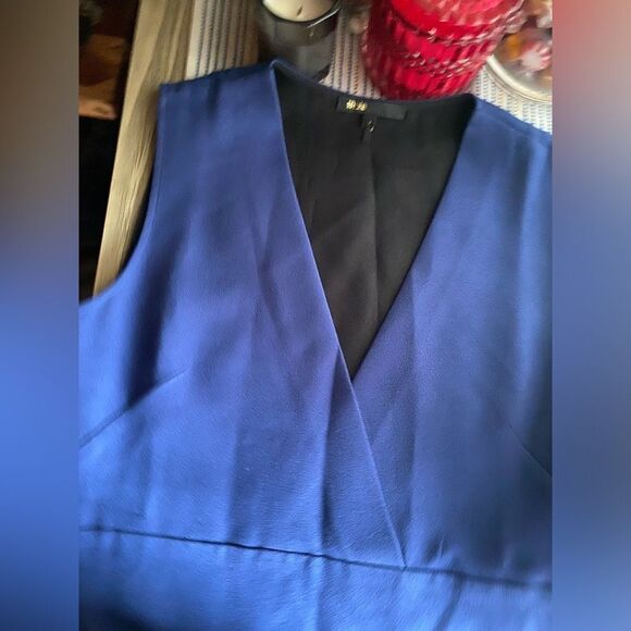 MAJE Mini Dress Womens Sz 2 Blue Fit & Flare Sleeveless V Neck Zip - Picture 7 of 14